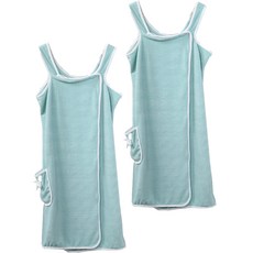 레인보우 부드러운 목욕 타올 원피스형 가운, 그린, 2개