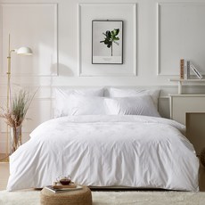 구스앤홈 폴란드 썸머 구스다운 PG90 호텔면 이불커버 세트, 화이트