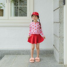 女童草莓裙褲泳裝套組