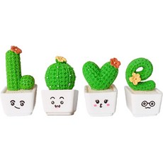 Young&You 車用公仔 LOVE 仙人掌 4件組, 混合色