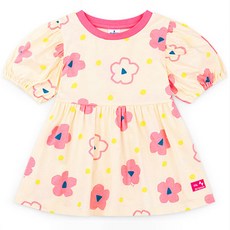 JELISPOON 女童款可愛花朵印花蛋糕裙襬短袖T恤