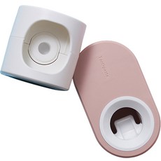 원터치 치약 디스펜서 2종 세트, 화이트, 핑크, 1개