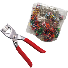 五爪扣 彩色100組+手壓鉗, 1組, 混色