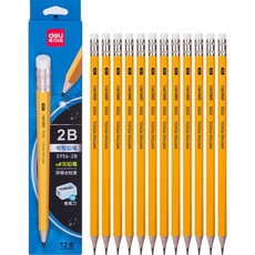 DELI 文具橡皮擦六角鉛筆 12入, 2B, 1個