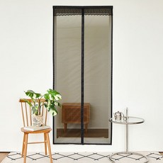 BEBEDECO SOLID 優質雙磁鐵魔鬼氈一體式玄關防蚊門簾全套組, 黑色