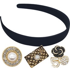 髮帶 19mm + 圓形鋯石珍珠 + 包包 + 玫瑰花水鑽 DIY 套組, 金色(圓形鋯石珍珠, 包包, 玫瑰花水鑽), 1套