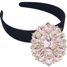 髮帶 30mm + 橢圓水鑽 DIY套組, 粉紅色(橢圓水鑽), 1套