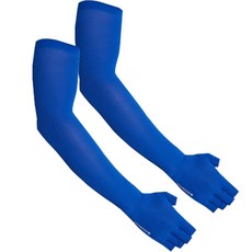 INCONTRO 全日條紋半指手套 涼感袖套組, 藍色