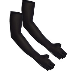 INCONTRO 全日條紋半指手套 涼感袖套組, 黑色