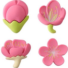 코코마트 꽃잎 나뭇잎 인테리어 냉장고자석 튤립 4종 세트, 진핑크