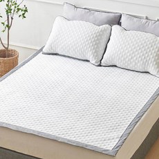 Gerief Prime 酷涼涼感墊 床用涼墊 + 2入枕頭套, 白色 + 灰色