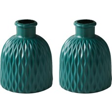 Black Tree Wave On 塑膠居家裝飾花瓶 2件組, 綠色