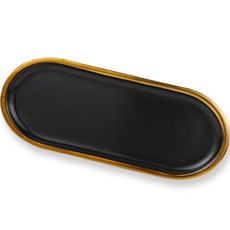 Pocoy 大理石紋金邊陶瓷裝飾托盤, 黑色