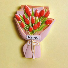 랑우정 풍성한 꽃다발 냉장고 현관문 자석, 튤립