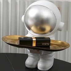 朗宇情 可愛太空人 小物收納 存錢筒 室內裝飾 託盤 站立款, 站立銀色