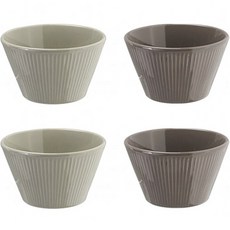 ROYAL VALE 韓國製 Lining 飯碗 2款 x 2入組, 奶油灰, 摩卡, 奶油灰 2入 + 摩卡 2入, 1套