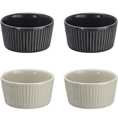 ROYAL VALE 韓國製 Lining 醬料碗 2款 x 2入組, 醬碗 4入, 奶油灰 + 炭灰色
