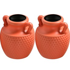 彩虹復古塑膠花瓶 2入, 橘色