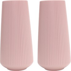 彩虹長條紋塑膠花瓶 2入, 粉紅色