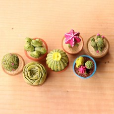 迷你仙人掌裝飾花盆 7入組, 混色