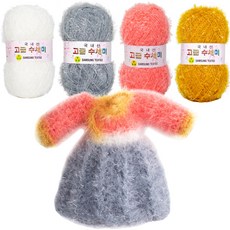 Yarna 韓服菜瓜布編織DIY組合 3號, 101白色、151淺灰色、140珊瑚粉色、117芥末色, 1組