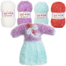 Yarna 韓服菜瓜布編織DIY組合 6號, 101白色、176柔和淡紫色、154柔和泡泡、182珊瑚磚, 1組