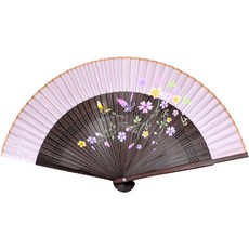 八福商會打孔絲綢摺扇 花朵, 1個, 粉色