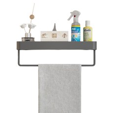 solve living 圓形浴室廁所免鑽孔牆角黏貼式收納整理架層架, 灰色下方桿 40, 1個