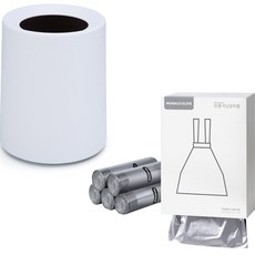 모나코올리브 모던 인테리어 휴지통 + 분리수거봉투 이지드롭백 손잡이형 75p 세트, 화이트(휴지통), 1세트