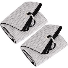 彩虹高爾夫瑜珈鬆餅格紋運動毛巾 2入, 淺灰色