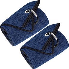 彩虹高爾夫瑜珈鬆餅格紋運動毛巾 2入, 深藍色