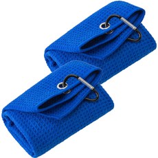 彩虹高爾夫瑜珈鬆餅格紋運動毛巾 2入, 藍色