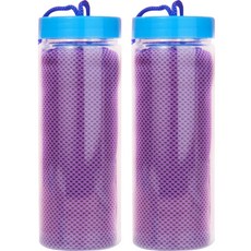 彩虹涼感毛巾 冰感運動毛巾 2入, 紫色, 2個