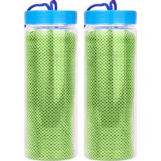 彩虹涼感毛巾 冰感運動毛巾 2入, 綠色, 2個