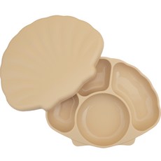 티지엠 국산 아동용 조가비 흡착식판 세트, 베이지, 식판 + 뚜껑, 1개