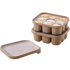 LocknLock 樂扣樂扣 Little Love 矽膠副食品分裝盒 9格, 2個, 棕色