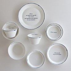HANKOOK CHINAWARE L'été de Paris 巴黎夏日 雙人居家組 A 9p, 白色 + 藍色 + 紅色, 6種餐具, 1個