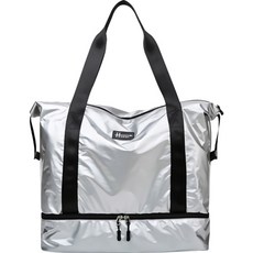 HICKIES 旅行 出差 高爾夫 健身 可掛行李箱 波士頓包 HDB30, 亮面銀色