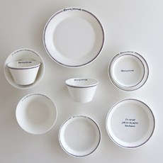 韓國陶瓷 Letté de Paris 家居套裝 2 B 9p, 白色 + 藍色 + 紅色, 餐具6種, 1套