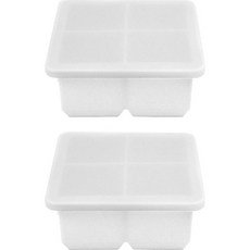kitchen U 矽膠方形大冰塊模具 4格, 透明, 2個
