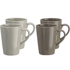 ROYAL VALE 韓國製 Lining 大型馬克杯 4入組, 馬克杯 奶油灰 2入 + 馬克杯 摩卡色 2入, 混色