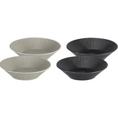 ROYAL VALE 韓國製 Lining 中款配菜碗 4入組, 單品, 奶油灰色 + 炭灰色