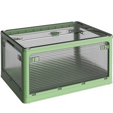 折疊側開式露營收納整理箱 S, 綠色, 牛, 1個