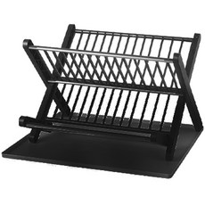 Mabsop Shop X 2層折疊式塑膠餐具瀝水架 RK1565, 黑色