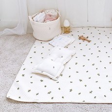 Malolotte 嬰幼兒印花棉質防水墊, 清新橄欖, 1個