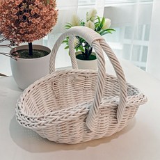 메종인다라탄샵 이태리 손잡이 선물 피크닉 바구니 J071WS, 화이트, 1개