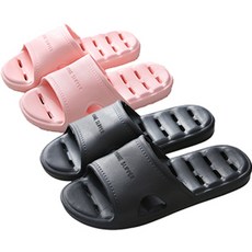 아싸레 미끄럼방지 북유럽풍 EVA 다용도 물빠짐 욕실화 슬리퍼 2종 세트, 혼합색상, 1개, 핑크S-250, 블랙L-270