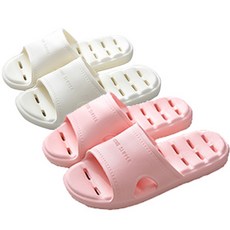 아싸레 미끄럼방지 북유럽풍 EVA 다용도 물빠짐 욕실화 슬리퍼 2종 세트, 혼합색상, 1개, 핑크M-260, 화이트S-250