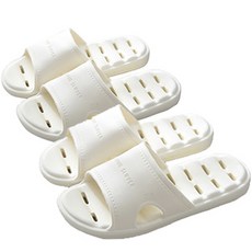 ASSARE 防滑北歐風EVA多用途排水浴室拖鞋2件組, 白色+白色, 1個