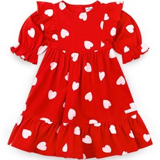 JELISPOON 女童款愛心荷葉邊洋裝